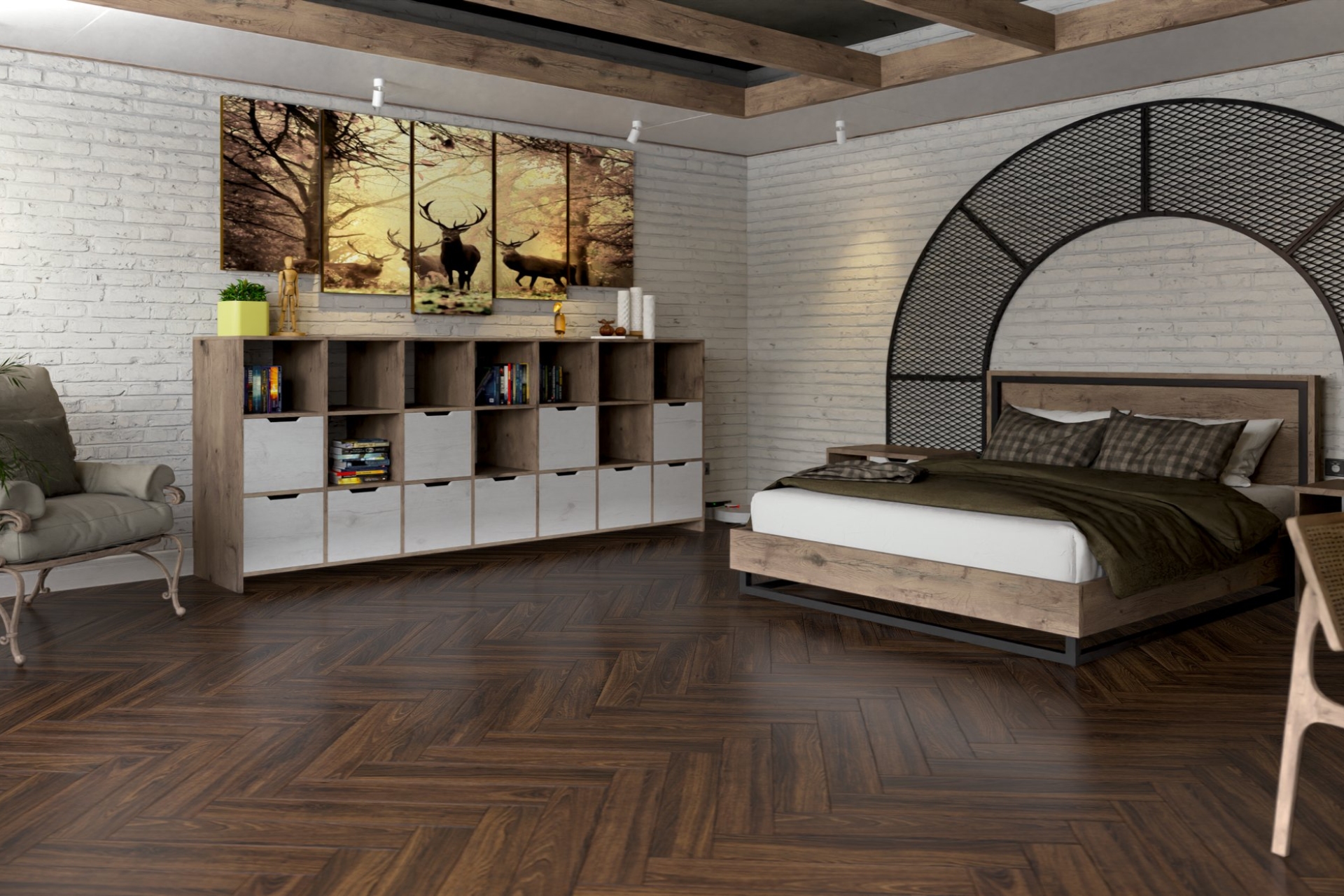 Инженерный паркет «Damy Floor» Каштановый (укладка елочкой) — купить в Ижевске